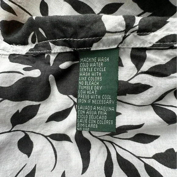 LAUREN RALPH LAUREN | WOMEN’S TUNIC TOP | BLACK WHITE FLORAL | SIZE: LARGE - Picture 11 of 11